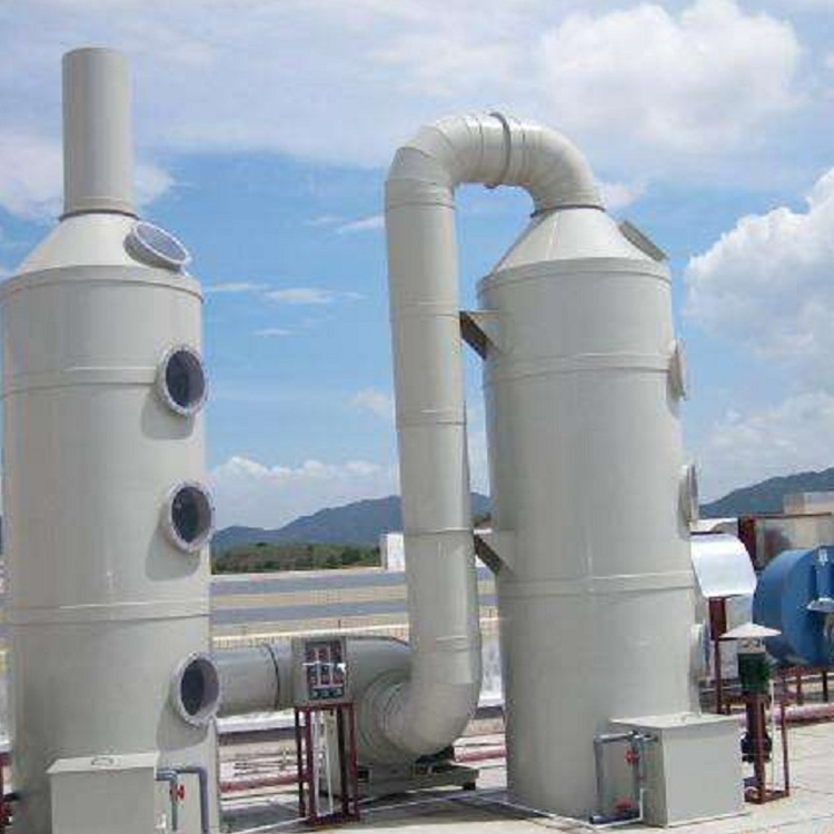  廢氣處理設備--噴淋塔具有多種型號，材質(zhì)由PP塑料或不銹鋼組成，常用于酸堿廢氣和臭氣凈化處理，是目前常見的一種高性價比的廢氣處理設備。